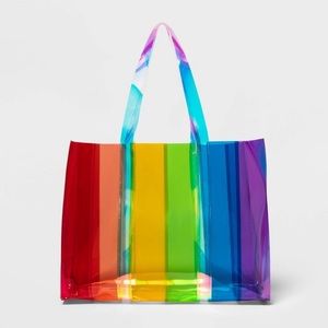 Rainbow Panel Tote Handbag nwt purse pride
